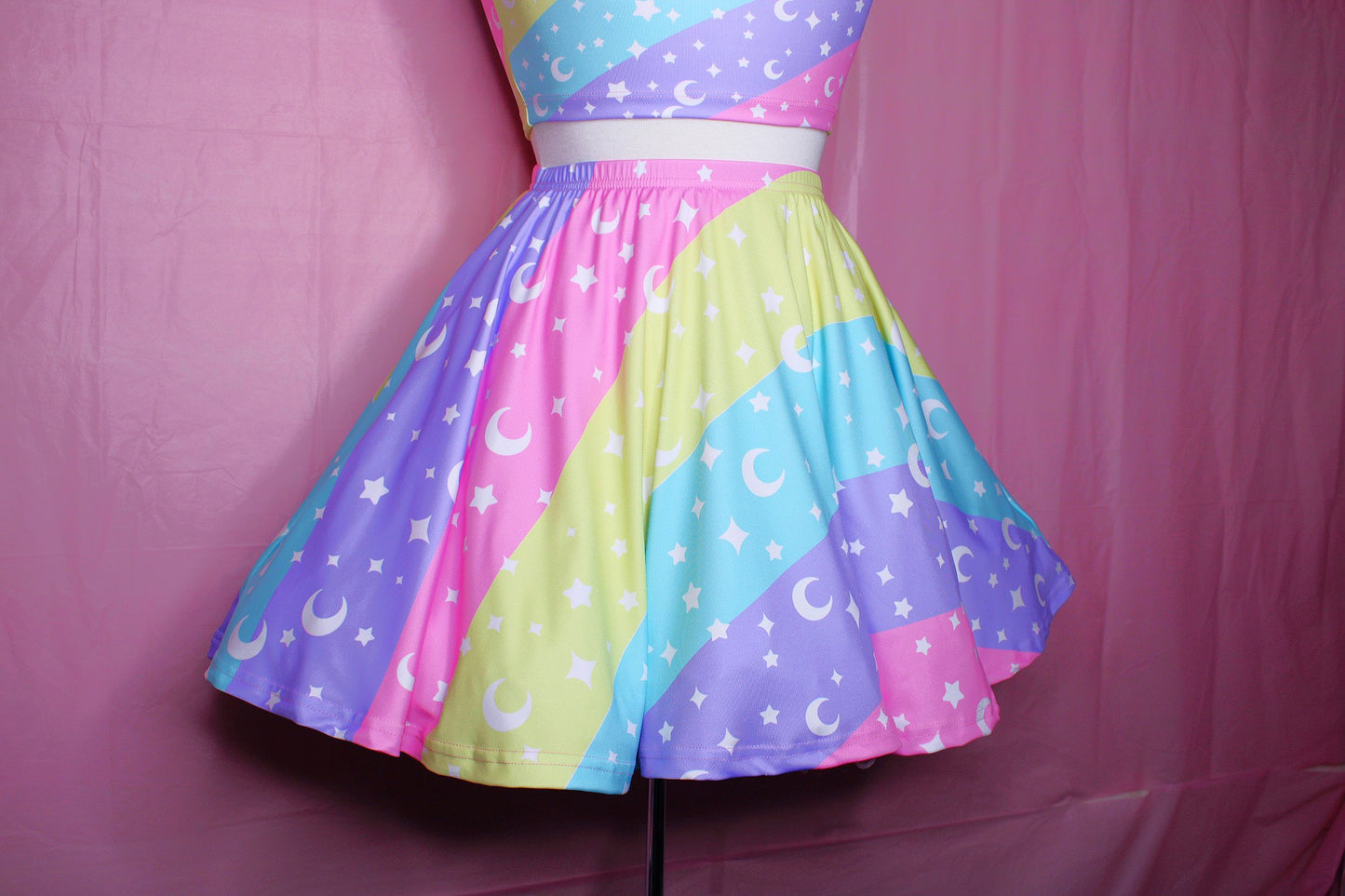 Cosmic Rainbow Skater Skirt With Pockets