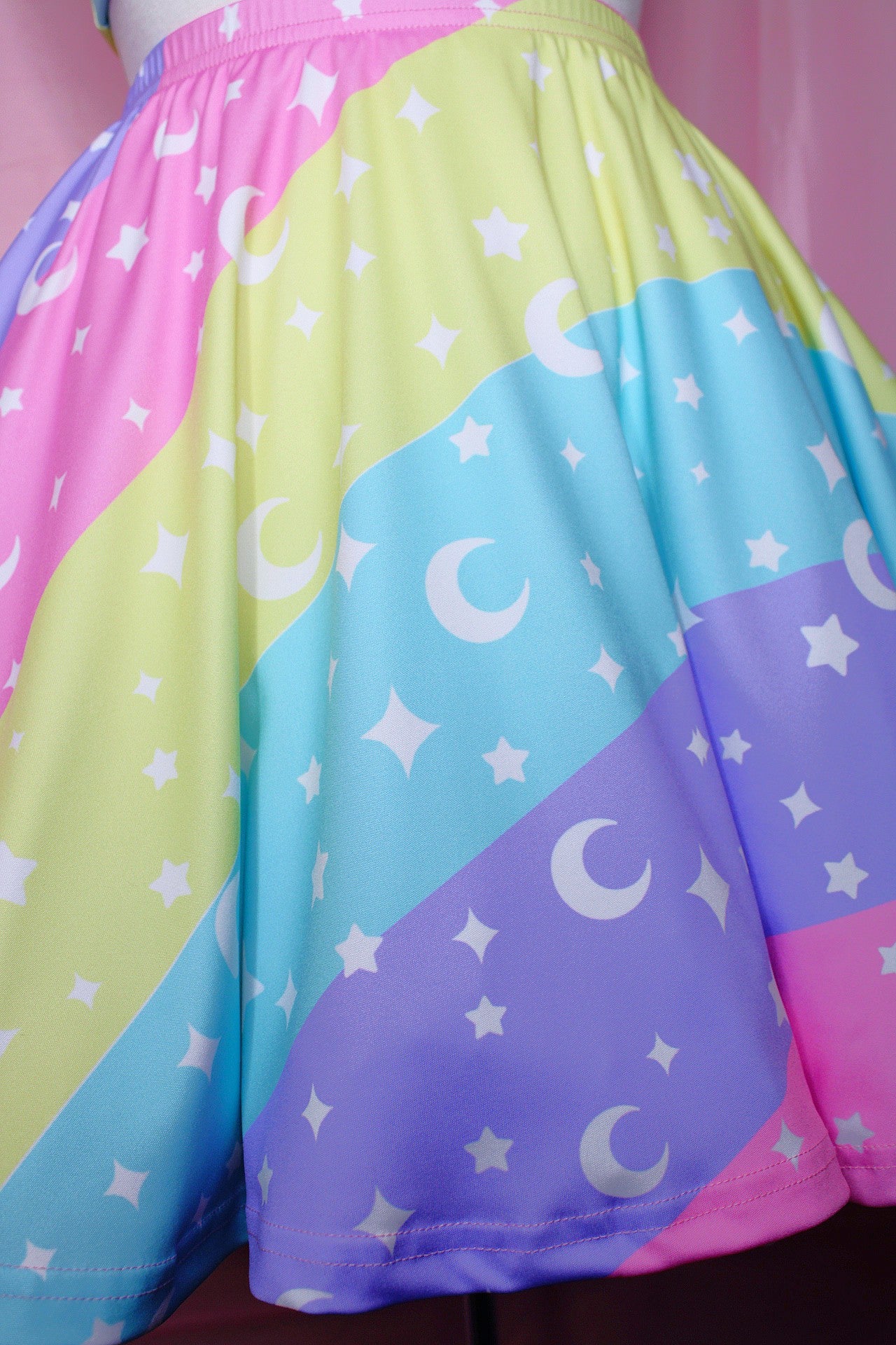 Cosmic Rainbow Skater Skirt With Pockets
