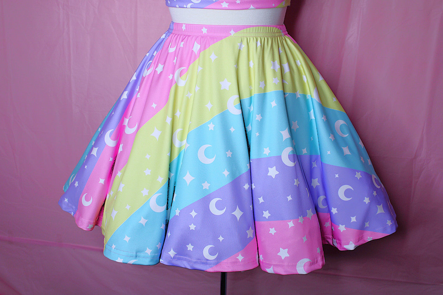 Cosmic Rainbow Skater Skirt With Pockets