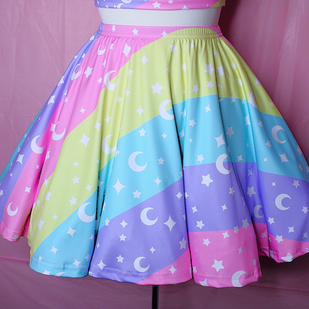 Cosmic Rainbow Skater Skirt With Pockets