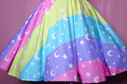 Cosmic Rainbow Skater Skirt With Pockets