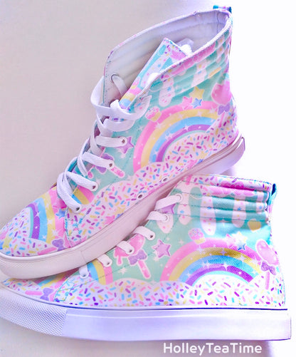 Rainbow Sweets Mint women's hi-top sneakers [made to order]