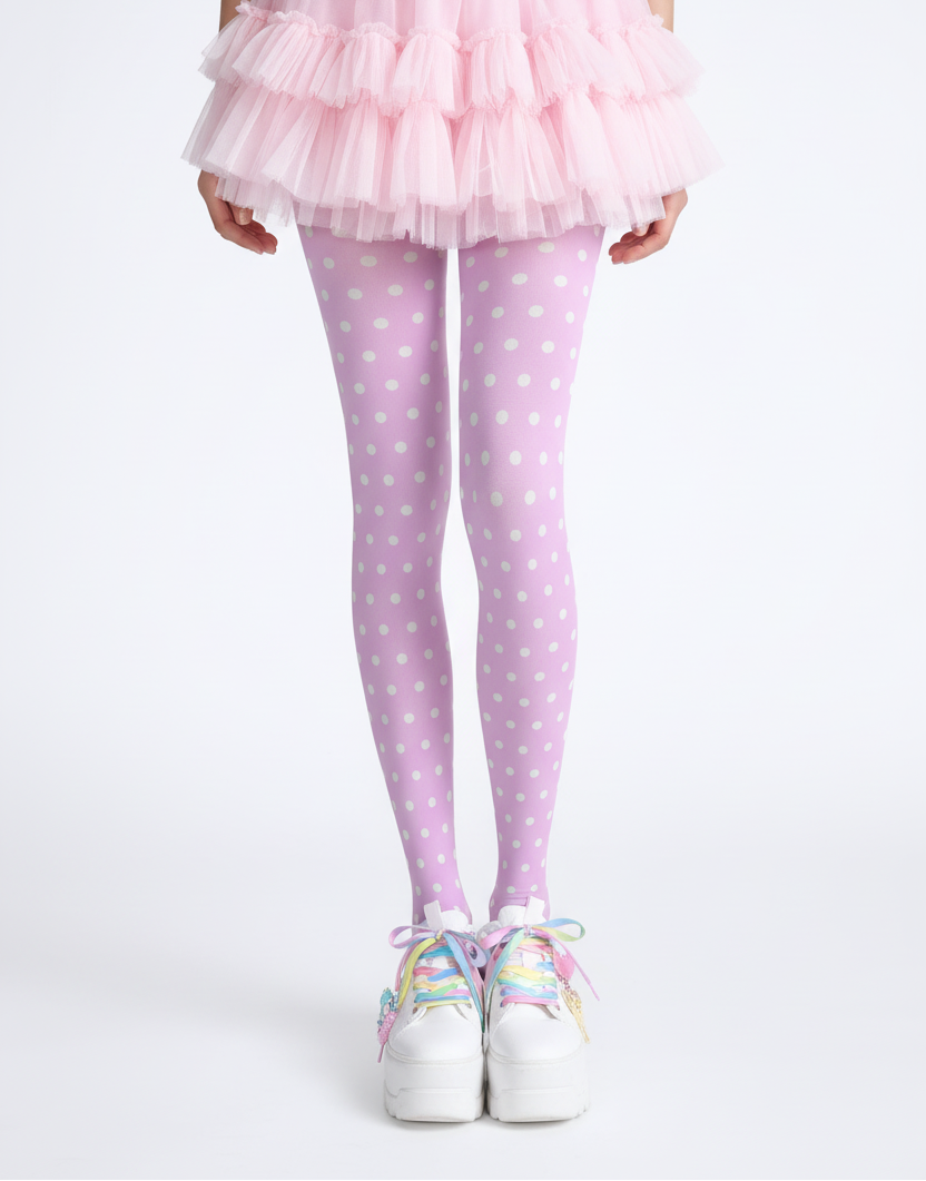 Kawaii Cute Polka Dots Stretchy Tights (Pink) Harajuku fashion Jfashion Yume kawaii fairy kei cutecore jojifuku alt fashion pastel style