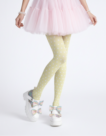 Kawaii Cute Polka Dots Stretchy Tights (Yellow) Harajuku fashion Jfashion Yume kawaii fairy kei cutecore jojifuku