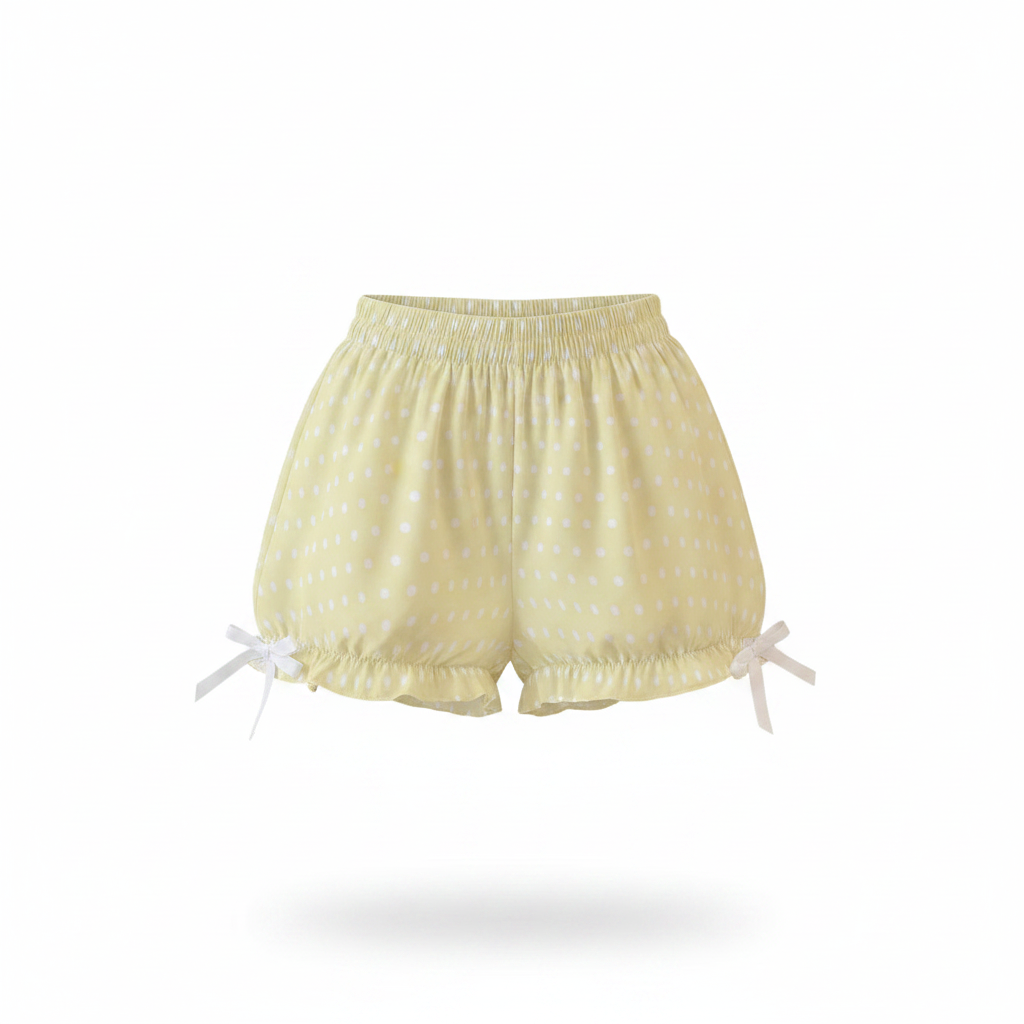 Kawaii Jfashion Japanese street fashion fairy kei yume kawaii Cute Polka Dots Bloomer Shorts (Fairy Kei Pastel Yellow) dreamy pastel cutecore jojifuku heisei retro lightweight breathable Bows