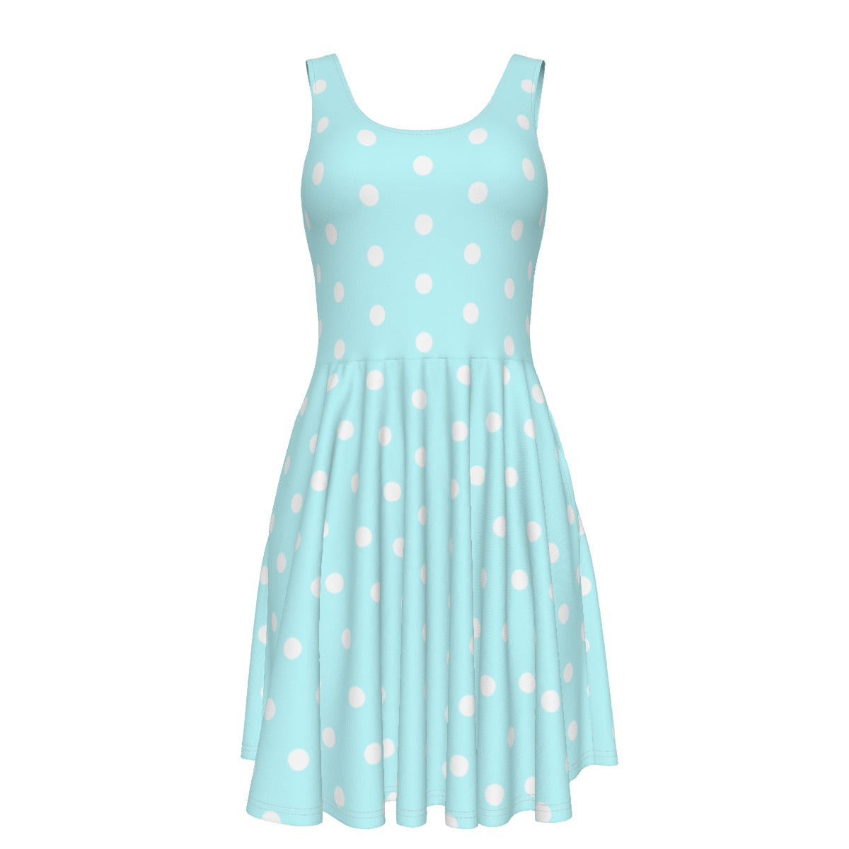 Kawaii fashion Cute Polka Dots Skater Dress With Pockets (Fairy Kei Pastel Blue) Yumekawaii yume kawaii Jfashion Harajuku style Japanese street fashion aqua blue sky blue retro rockabella 