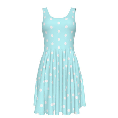 Kawaii fashion Cute Polka Dots Skater Dress With Pockets (Fairy Kei Pastel Blue) Yumekawaii yume kawaii Jfashion Harajuku style Japanese street fashion aqua blue sky blue retro rockabella 