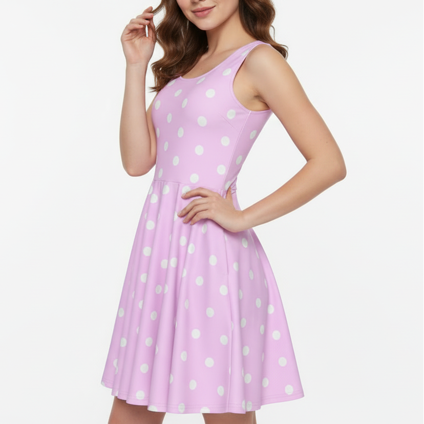 Kawaii fashion Cute Polka Dots Skater Dress With Pockets (Fairy Kei Pastel Pink) Yumekawaii yume kawaii Jfashion Harajuku style Japanese street fashion retro rockabella My Melody Barbie Pretty in pink Spring Summer 