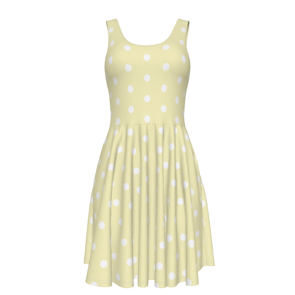 Kawaii fashion Cute Polka Dots Skater Dress With Pockets (Fairy Kei Pastel Yellow) Yumekawaii yume kawaii Jfashion Harajuku style Japanese street fashion retro rockabella sunshine yellow 