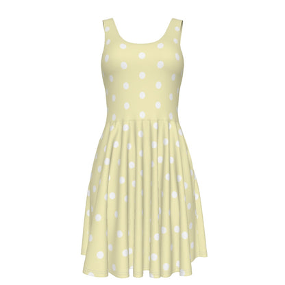 Kawaii fashion Cute Polka Dots Skater Dress With Pockets (Fairy Kei Pastel Yellow) Yumekawaii yume kawaii Jfashion Harajuku style Japanese street fashion retro rockabella sunshine yellow 