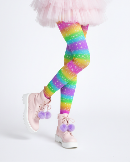 Kawaii fashion Harajuku fashion Jfashion Japanese street fashion Decora kei kidcore clowncore dopamine Footed Stockings Pantyhose Rainbow Wonderland Stretchy Tights