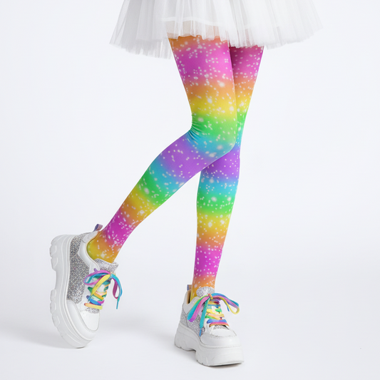 Kawaii fashion Harajuku fashion Jfashion Japanese street fashion Decora kei kidcore clowncore dopamine Footed Stockings Pantyhose Rainbow Wonderland Stretchy Tights