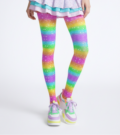 Kawaii fashion Harajuku fashion Jfashion Japanese street fashion Decora kei kidcore clowncore dopamine Footed Stockings Pantyhose Rainbow Wonderland Stretchy Tights