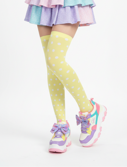 Kawaii fashion Harajuku fashion Jfashion Japanese street fashion fairy kei yume kawaii cutecore jojifuku Cute Polka Dots Over Knee Stocking Socks (Yellow)