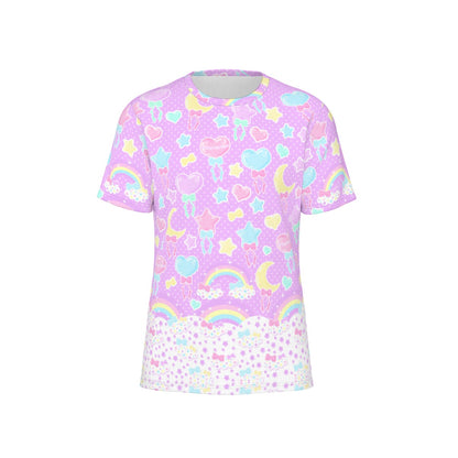 Kawaii fashion Harajuku fashion Jfashion Japanese street fashion fairy kei yume kawaii cutecore jojifuku Pastel Party Unisex Cotton T-Shirt (Lavender) lilac purple violet colorful 