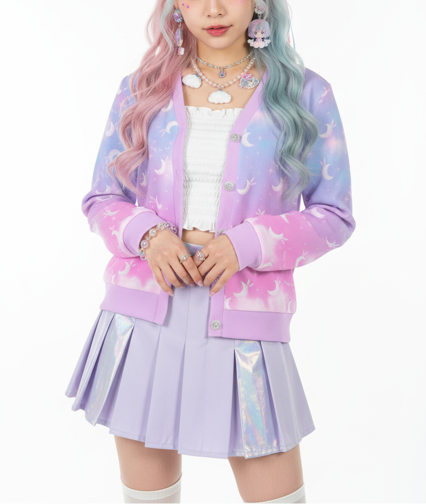 Kawaii fashion Harajuku fashion jfashion fairy kei yume kawaii Twinkle Heaven Women's Ribbed Button Up Cardigan