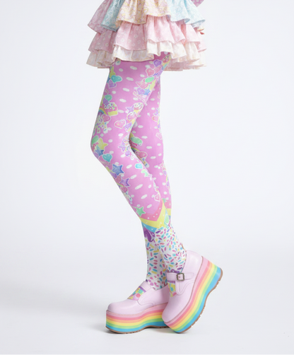 Kawaii fashion Harajuku style Jfashion Japanese street fashion Cutecore jojifuku Heisei retro Rainbow Sweets Stretchy Tights (Cute Polka Dots Pink) candy sprinkles pantyhose stockings cute 