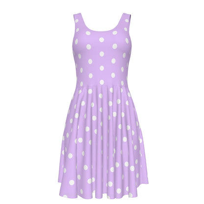 Kawaii fashion Jfashion Cute Polka Dots Skater Dress With Pockets (Fairy Kei Pastel Purple) Harajuku style Japanese street fashion cutecore jojifuku Yumekawaii yume kawaii  lavender lilac violet