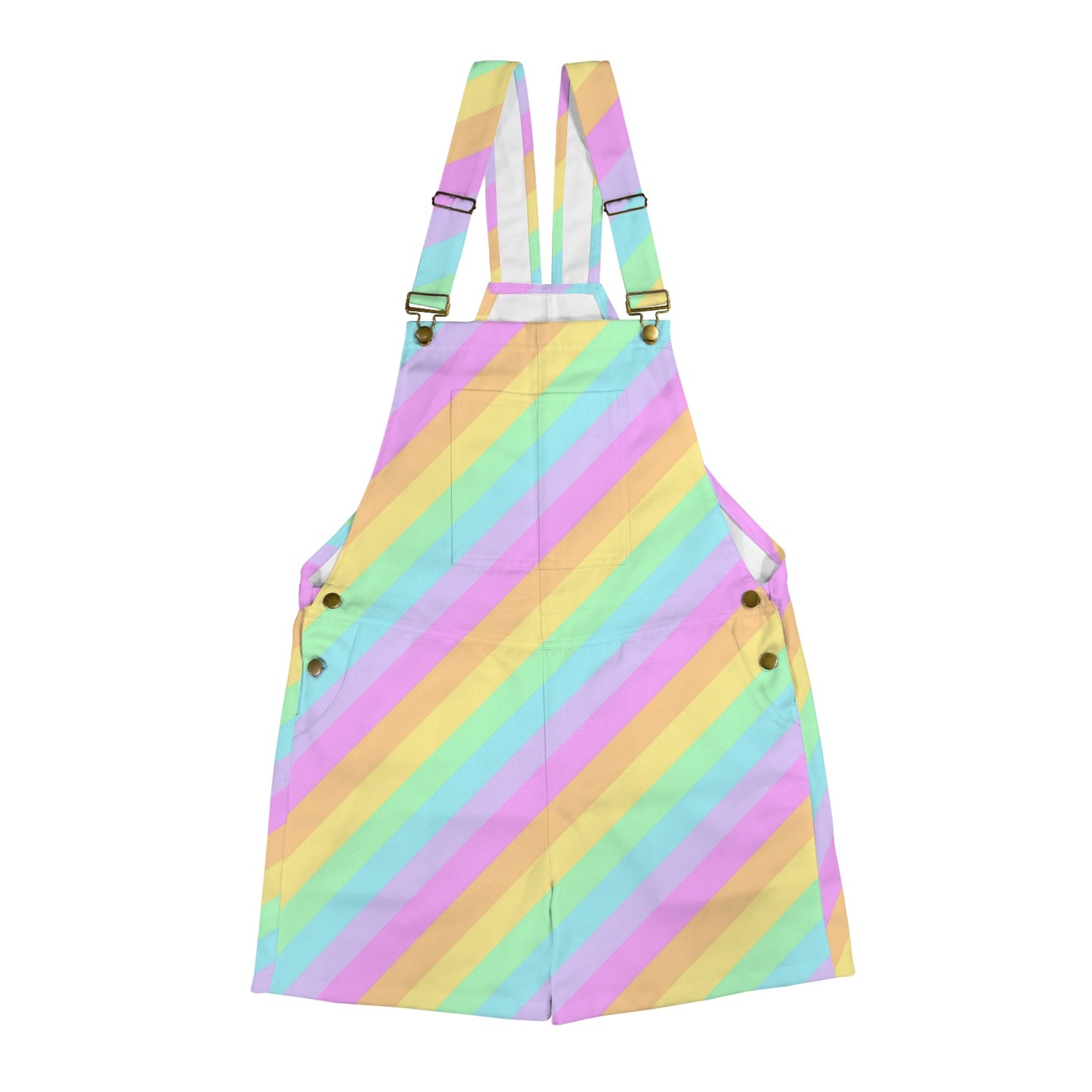 Kawaii fashion Jfashion Harajuku style Japanese street fashion decora kei kidcore cutecore jojifuku heisei retro Fruity Rainbow Unisex Shorts Overalls With Adjustable Straps And Pockets (Color Block) colorful colors
