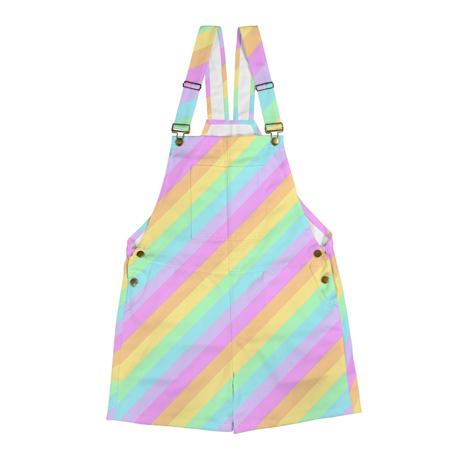 Kawaii fashion Jfashion Harajuku style Japanese street fashion decora kei kidcore cutecore jojifuku heisei retro Fruity Rainbow Unisex Shorts Overalls With Adjustable Straps And Pockets (Color Block) colorful colors
