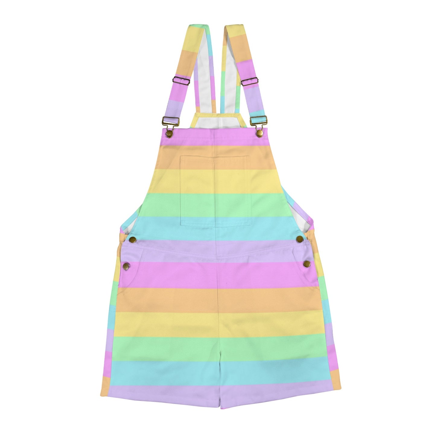 Kawaii fashion Jfashion Harajuku style Japanese street fashion decora kei kidcore cutecore jojifuku heisei retro Fruity Rainbow Unisex Shorts Overalls With Adjustable Straps And Pockets (Color Block) colorful colors
