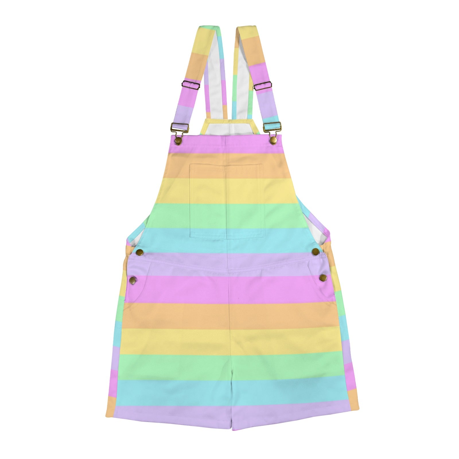 Kawaii fashion Jfashion Harajuku style Japanese street fashion decora kei kidcore cutecore jojifuku heisei retro Fruity Rainbow Unisex Shorts Overalls With Adjustable Straps And Pockets (Color Block) colorful colors