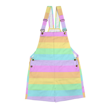 Kawaii fashion Jfashion Harajuku style Japanese street fashion decora kei kidcore cutecore jojifuku heisei retro Fruity Rainbow Unisex Shorts Overalls With Adjustable Straps And Pockets (Color Block) colorful colors