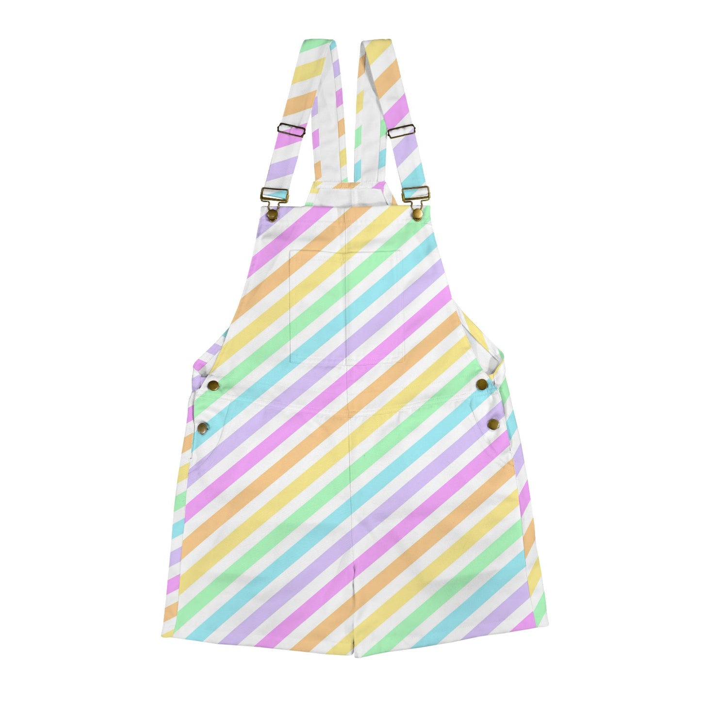 Kawaii fashion Jfashion Harajuku style Japanese street fashion decora kei kidcore cutecore jojifuku heisei retro Fruity Rainbow Unisex Shorts Overalls With Adjustable Straps And Pockets (Stripes) colorful colors