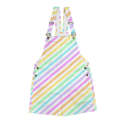 Kawaii fashion Jfashion Harajuku style Japanese street fashion decora kei kidcore cutecore jojifuku heisei retro Fruity Rainbow Unisex Shorts Overalls With Adjustable Straps And Pockets (Stripes) colorful colors