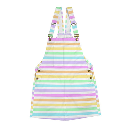 Kawaii fashion Jfashion Harajuku style Japanese street fashion decora kei kidcore cutecore jojifuku heisei retro Fruity Rainbow Unisex Shorts Overalls With Adjustable Straps And Pockets (Stripes) colorful colors