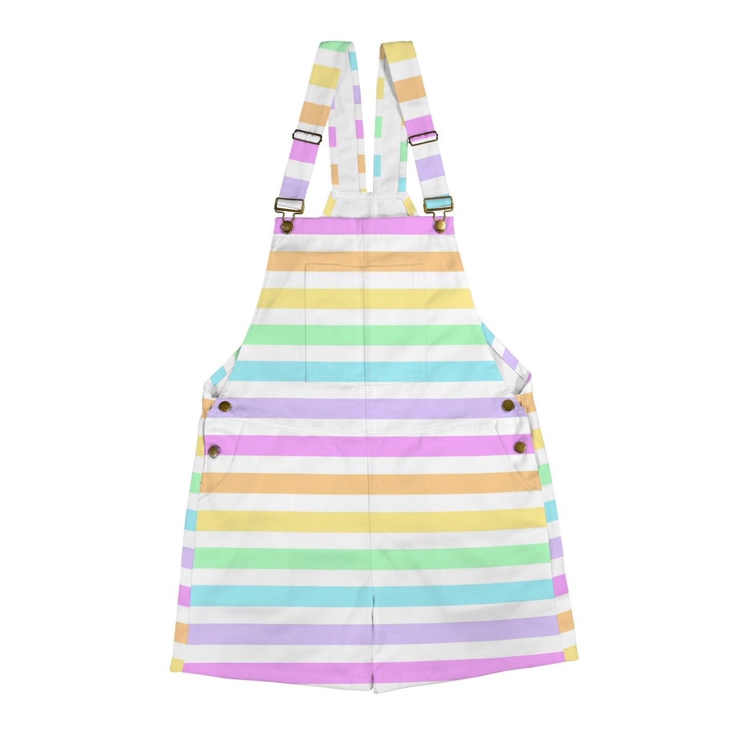 Kawaii fashion Jfashion Harajuku style Japanese street fashion decora kei kidcore cutecore jojifuku heisei retro Fruity Rainbow Unisex Shorts Overalls With Adjustable Straps And Pockets (Stripes) colorful colors