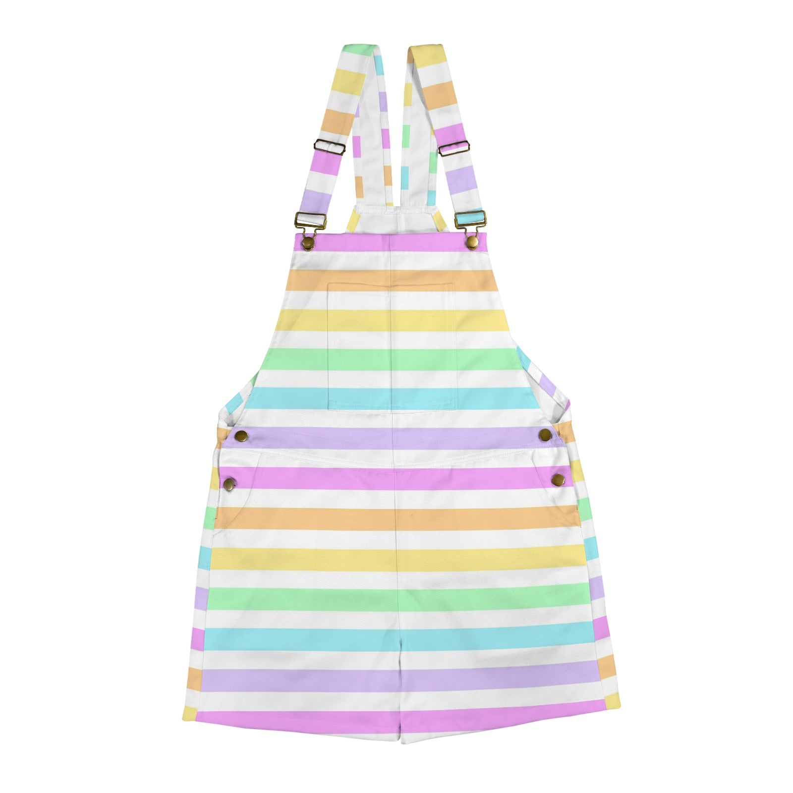 Kawaii fashion Jfashion Harajuku style Japanese street fashion decora kei kidcore cutecore jojifuku heisei retro Fruity Rainbow Unisex Shorts Overalls With Adjustable Straps And Pockets (Stripes) colorful colors