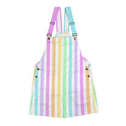 Kawaii fashion Jfashion Harajuku style Japanese street fashion decora kei kidcore cutecore jojifuku heisei retro Fruity Rainbow Unisex Shorts Overalls With Adjustable Straps And Pockets (Stripes) colorful colors
