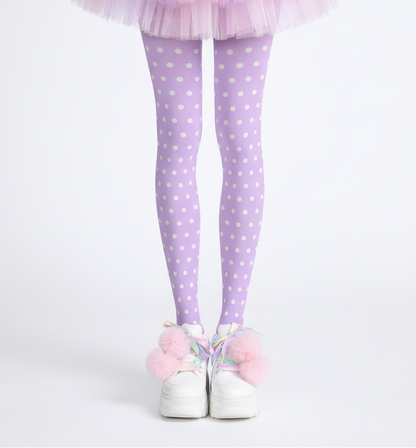 Kawaii fashion cutecore jojifuku harajuku fashion jfashion fairy kei yume kawaii pastel Cute Polka Dots Stretchy Tights (Purple)