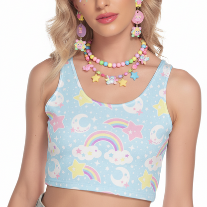 Kawaii fashion jfashion harajuku fashion Dreamy Rainbow Blue Crop Top