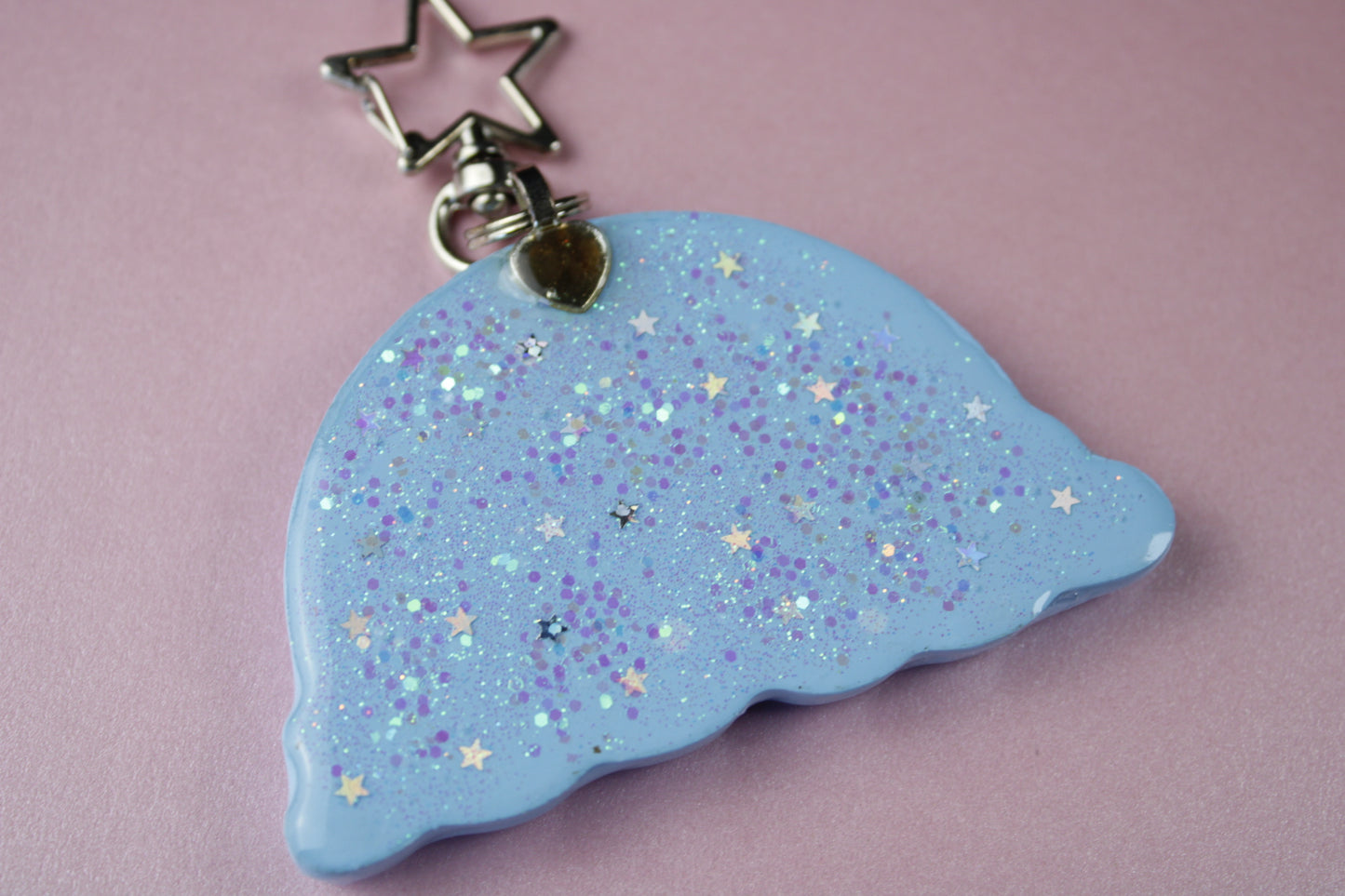 Rainbow in the clouds glitter star keychain