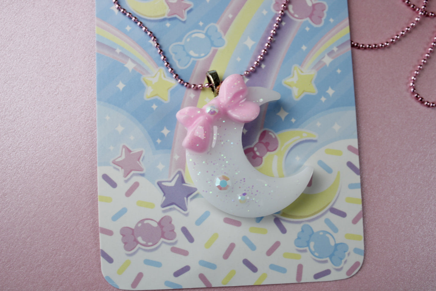 Magical Moon Necklace (White & Pink Cutie)