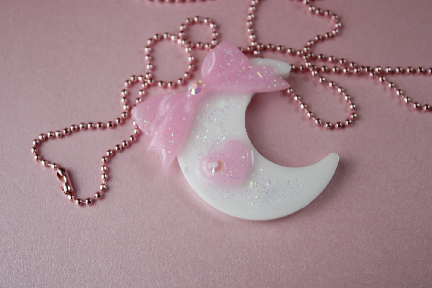 Fairy Magical Moon Necklace (White & Pink Ribbon Cutie)
