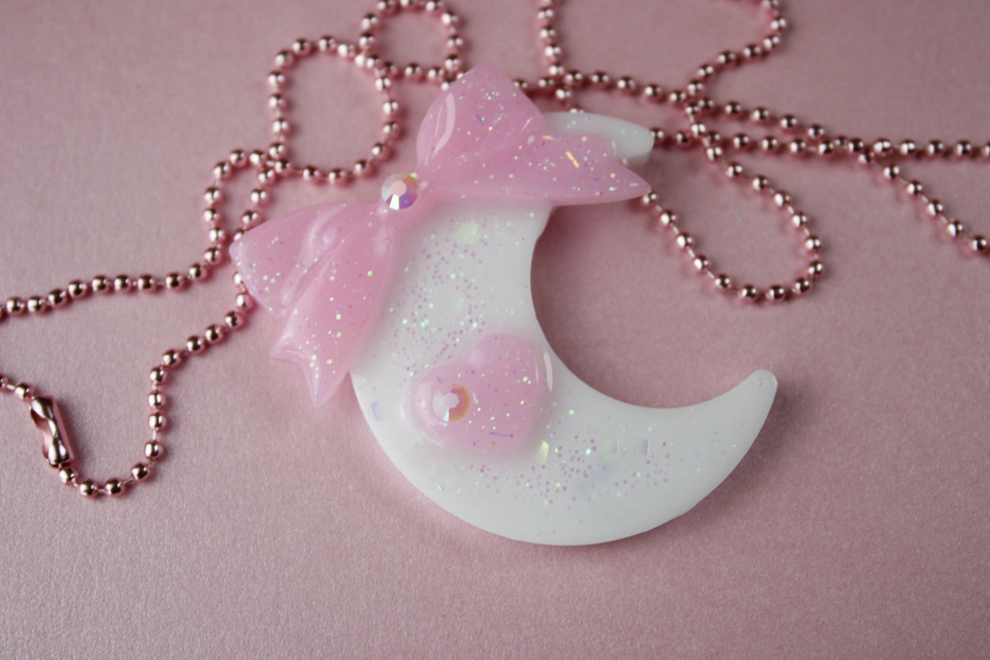 Fairy Magical Moon Necklace (White & Pink Ribbon Cutie)