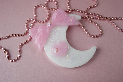 Fairy Magical Moon Necklace (White & Pink Ribbon Cutie)
