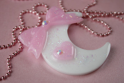 Fairy Magical Moon Necklace (White & Pink Ribbon Cutie)