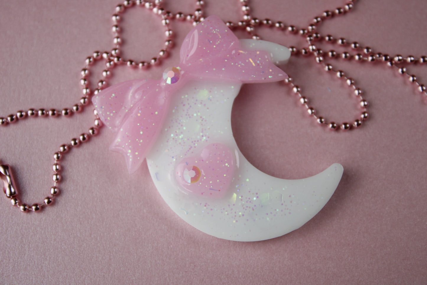 Fairy Magical Moon Necklace (White & Pink Ribbon Cutie)