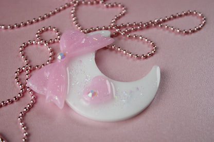 Fairy Magical Moon Necklace (White & Pink Ribbon Cutie)