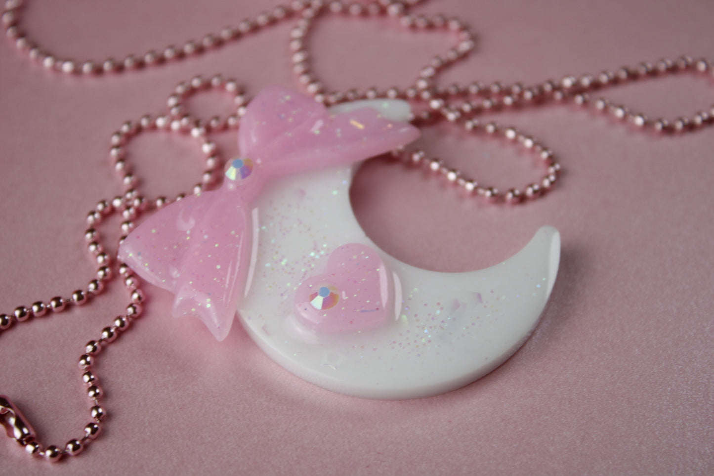 Fairy Magical Moon Necklace (White & Pink Ribbon Cutie)