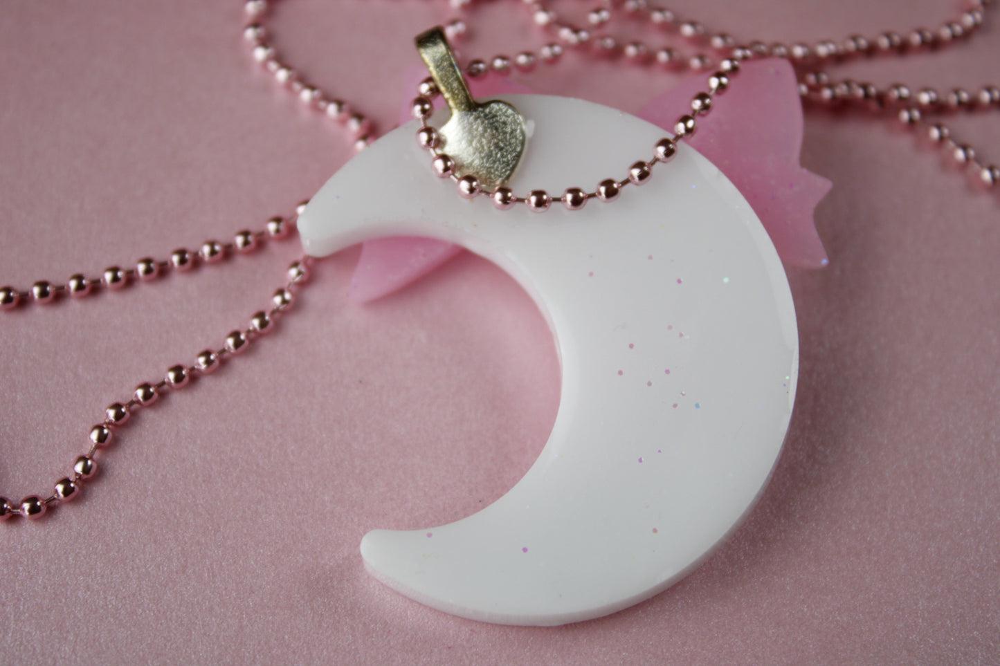 Fairy Magical Moon Necklace (White & Pink Ribbon Cutie)