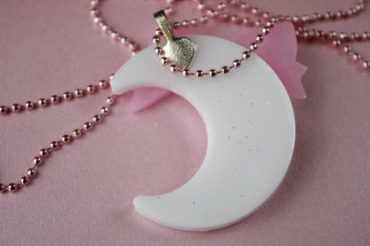 Fairy Magical Moon Necklace (White & Pink Ribbon Cutie)