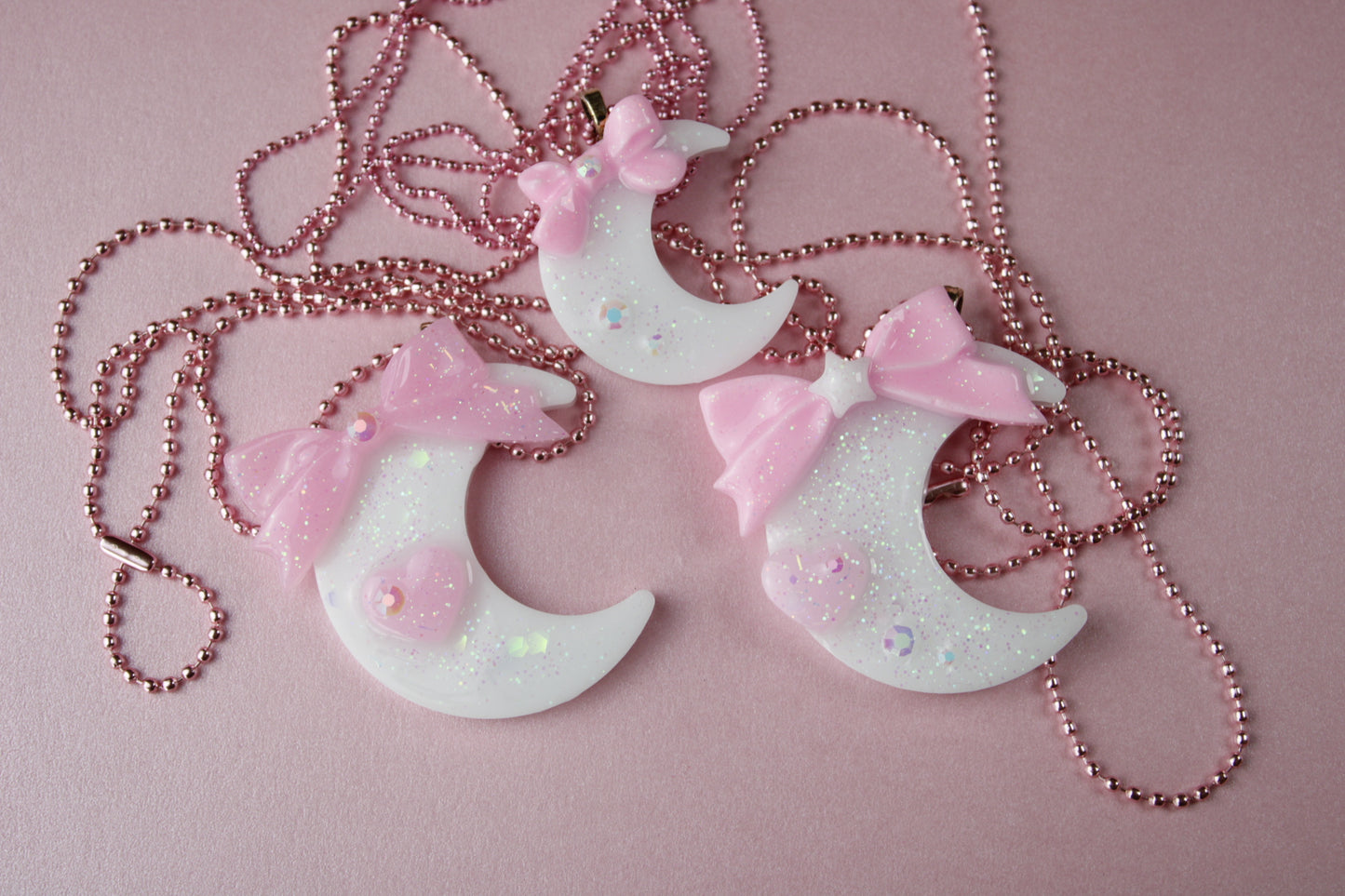 Fairy Magical Moon Necklace (White & Pink Star Ribbon Cutie)