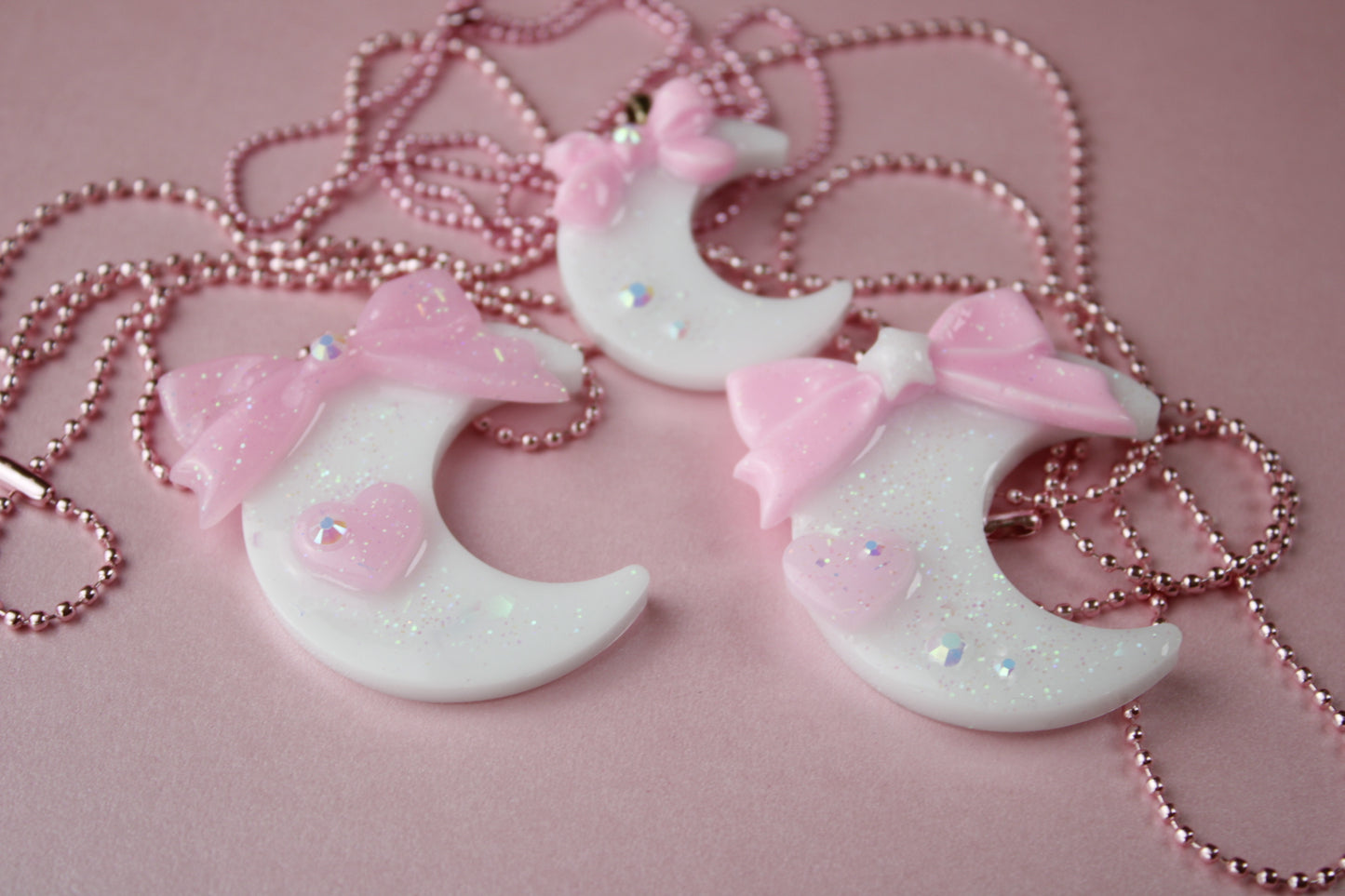 Fairy Magical Moon Necklace (White & Pink Star Ribbon Cutie)