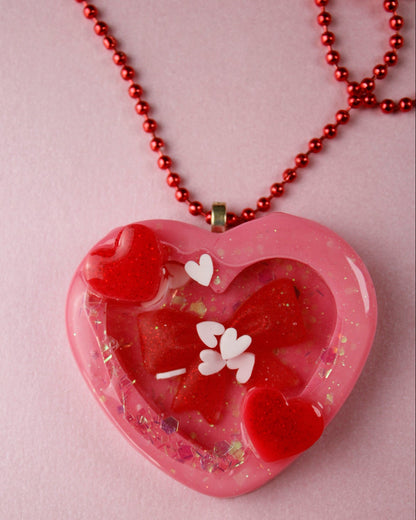🩷 Lovecore Heart Shaker Necklace (Ribbon Heart Cutie) 🩷
