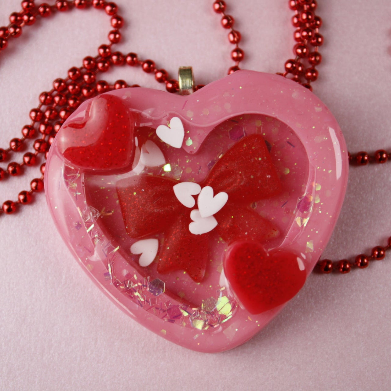 🩷 Lovecore Heart Shaker Necklace (Ribbon Heart Cutie) 🩷